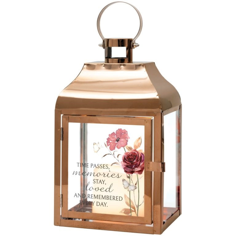 Lantern w/Flameless LED Candle & Timer-Remembered 6" x 12.25" x 4.5")