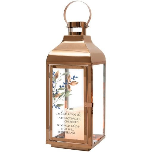 Lantern w/Flameless LED Candle & Timer-A Life Celebrated (5.5" x 17.5" x5.5")