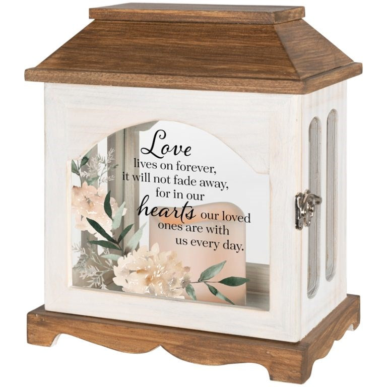 Lantern w/Flameless LED Candle & Timer-Love Lives On (8.75" x 10.25" x 5.5")