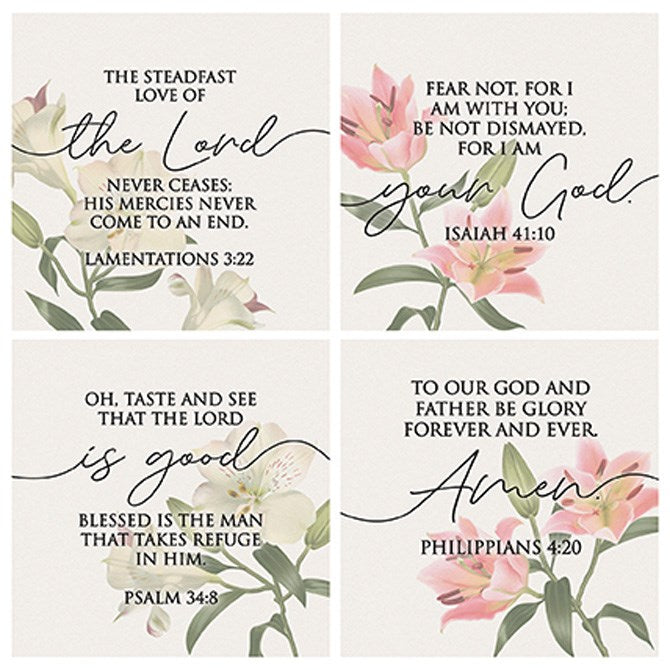 Square House Coasters-Religious Lilies (Set Of 4) (4")