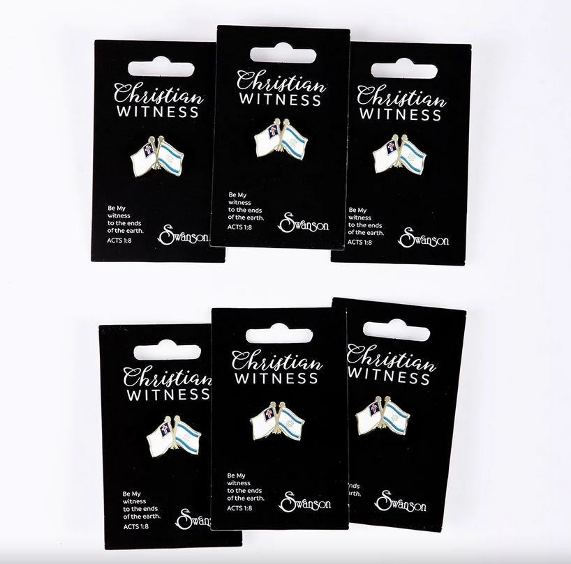 Lapel Pin-Christian/Israel Flag (Pack Of 6)