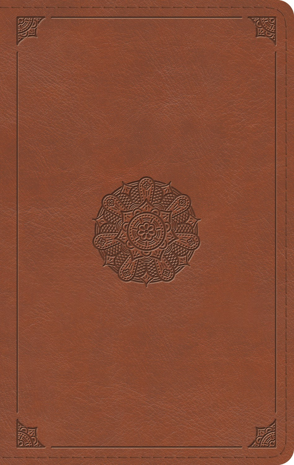 ESV Large Print Thinline Bible- English Saddle Emblem Design TruTone