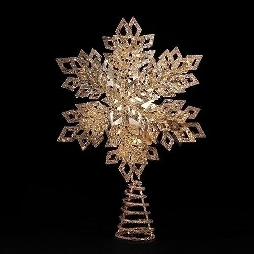 Tree Topper-LED Snowflake w/Battery Timer-Gold (12"H)