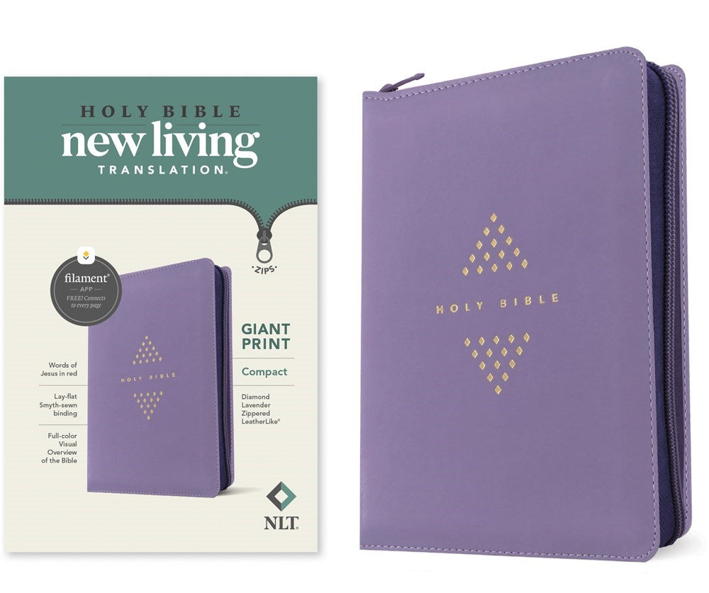 NLT Compact Giant Print Zipper Bible Filament-Enabled Edition-Diamond Lavender Leatherlike