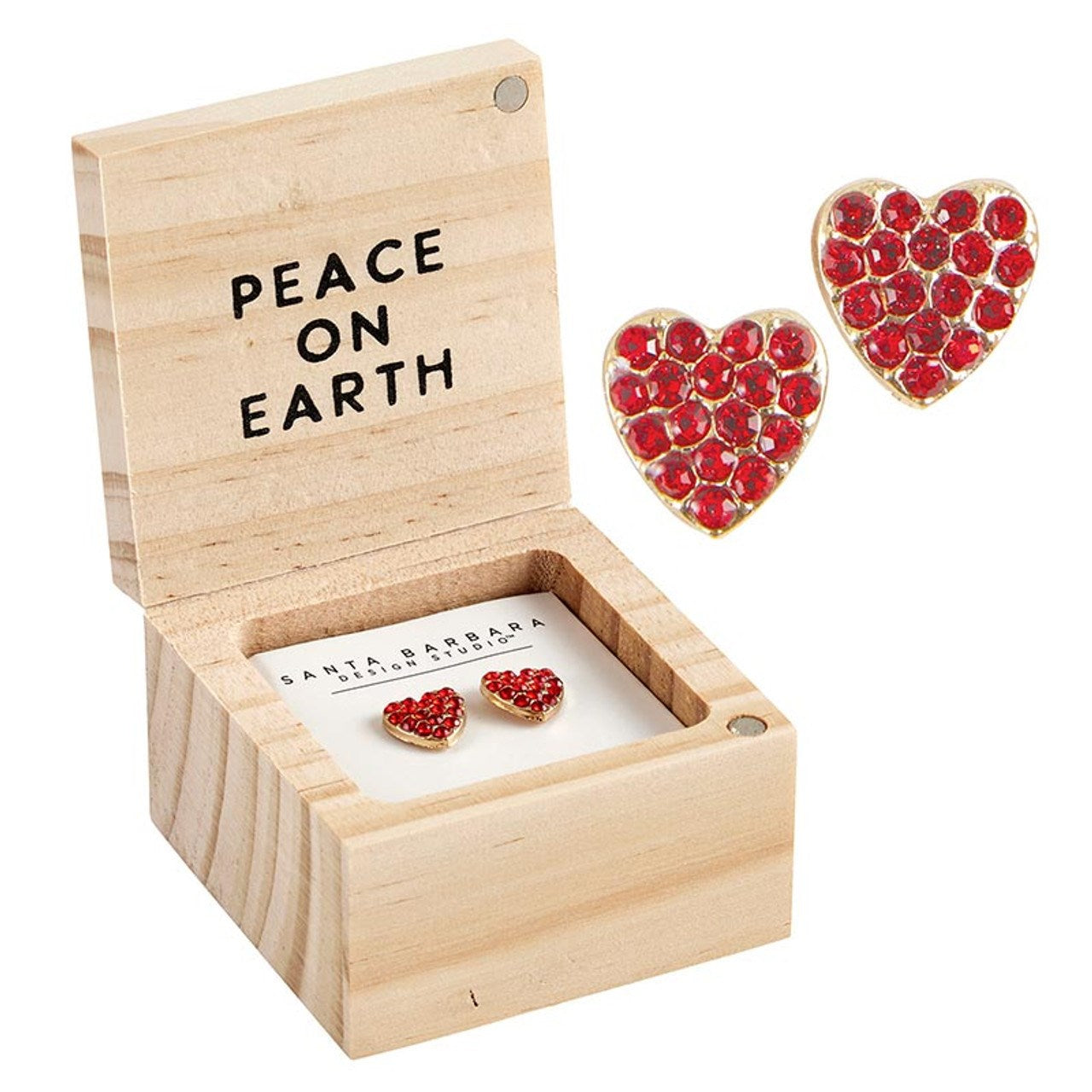 Earrings-Joy To The World/Heart Studs In Box