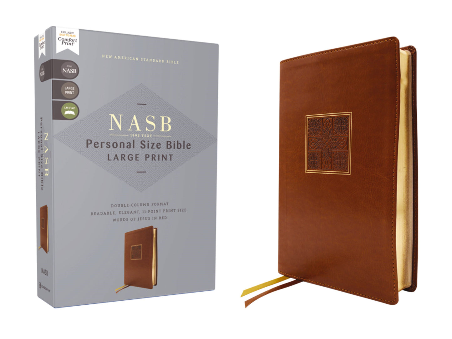 NASB 1995 Personal Size Large Print Bible (Comfort Print)-Brown Leathersoft