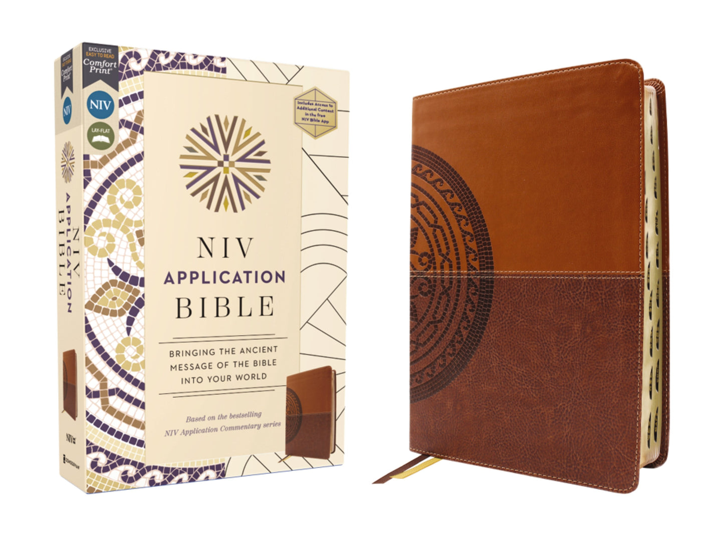 NIV Application Bible (Comfort Print)-Brown Leathersoft Indexed