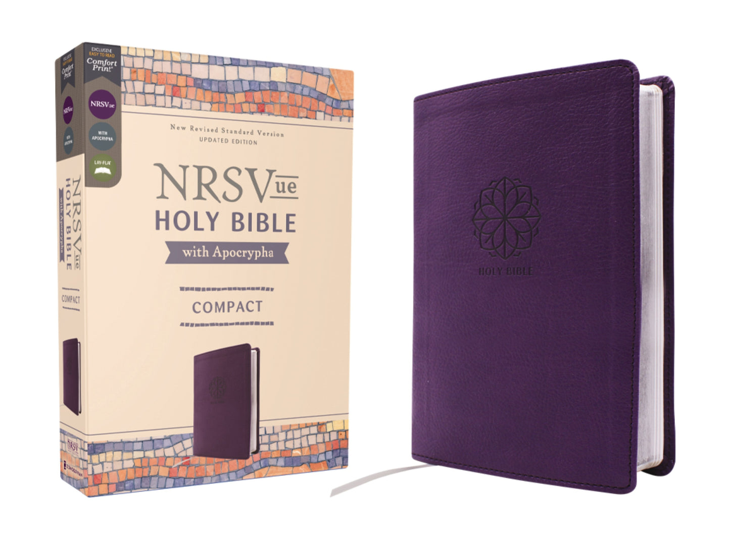 NRSVue Compact Holy Bible With Apocrypha (Comfort Print)-Purple Leathersoft