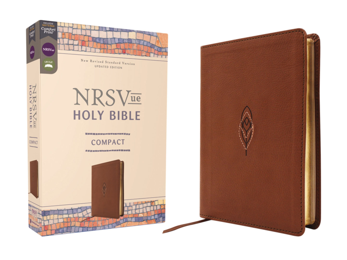 NRSVue Compact Holy Bible (Comfort Print)-Brown Leathersoft