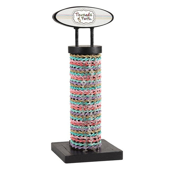 Bracelet-Threads Of Faith-Woven Cross Charm Filled Display (8") (5 Asst) (72 Pcs)