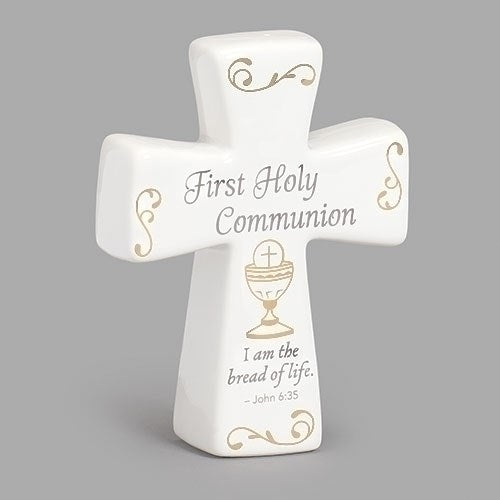 Table Cross-First Holy Communion/I Am The Bread Of Life (4.5"H)