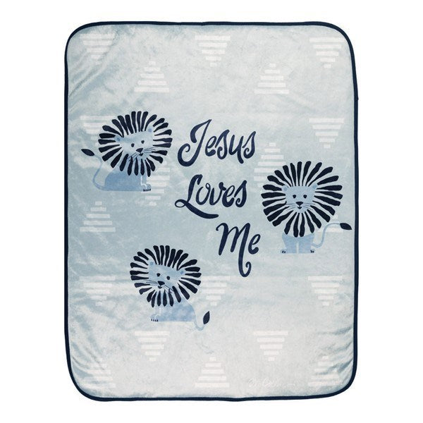Throw-Jesus Loves Me/Lion-Blue (30" x 40")