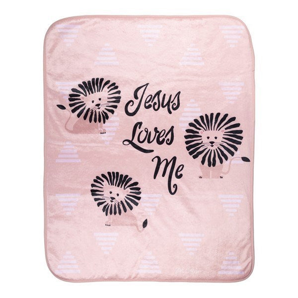 Throw-Jesus Loves Me/Lion-Pink (30" x 40")