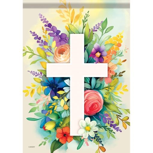 Flag-Garden-Dura Soft-Floral Cross (12.5" x 18")