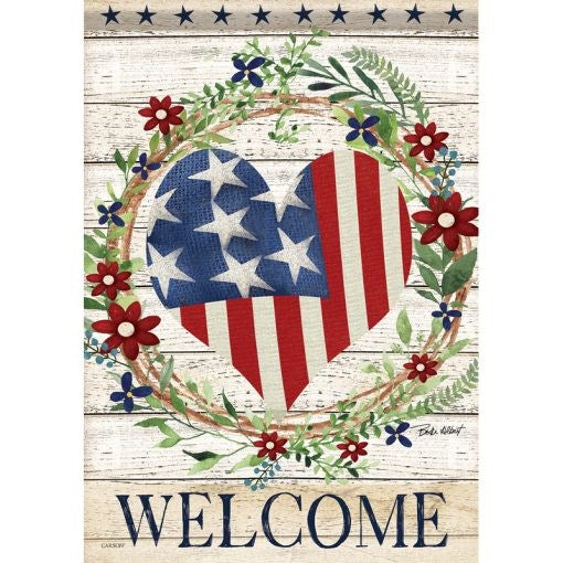 Flag-Garden-Dura Soft-Patriotic Heart (12.5" x 18")