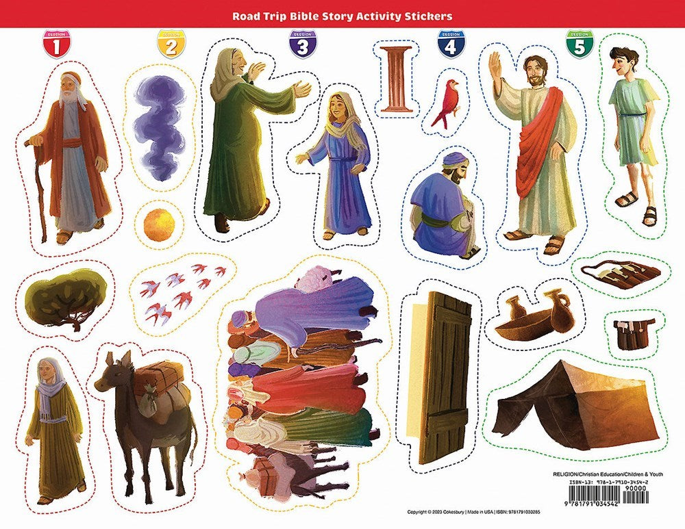 VBS-Road Trip: Bible Story Activity Stickers (Pack Of 6) (2025)