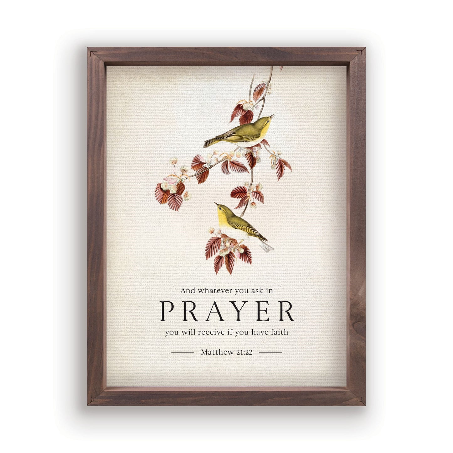 Framed Linen Wall Art-Birds/Prayer (12 3/4 x 16 3/4)