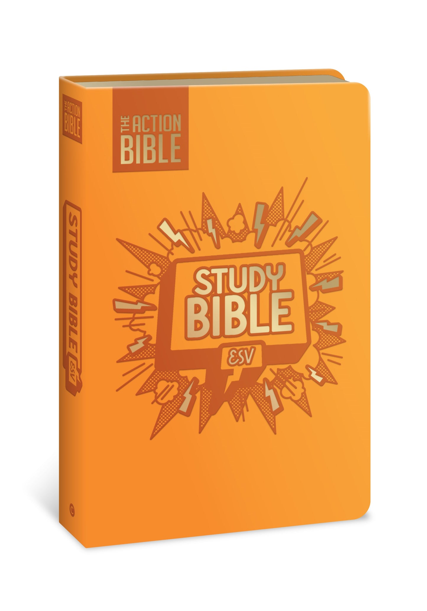 ESV The Action Bible Study Bible (Full Color)-Orange Leathersoft