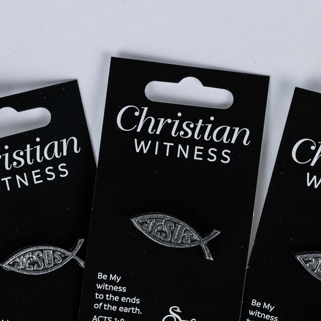 Lapel Pin-Jesus Fish-Silver (1 1/8") (Pack Of 6)