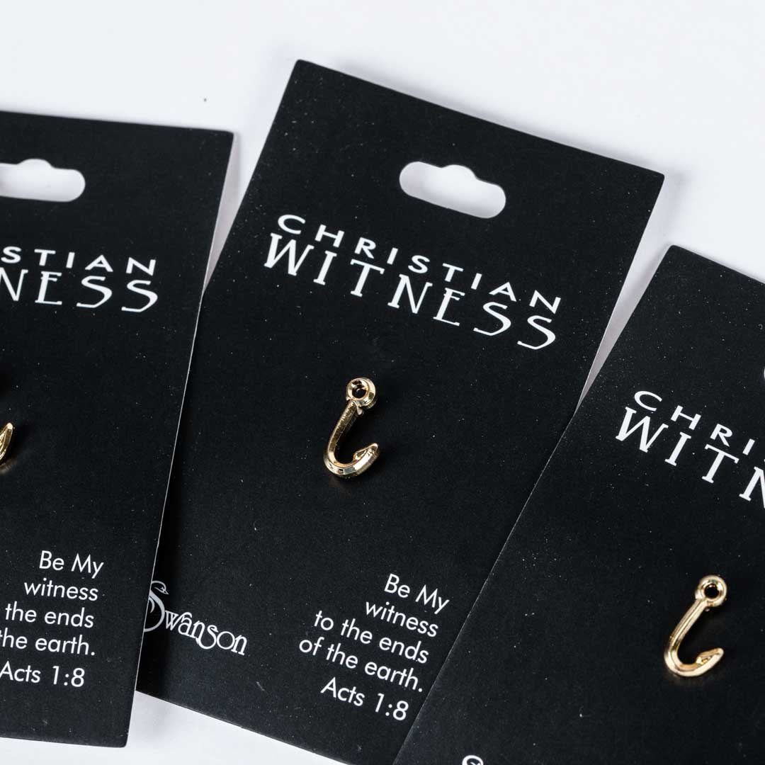 Lapel Pin-Fish Hook-Gold (1/2") (Pack Of 6)