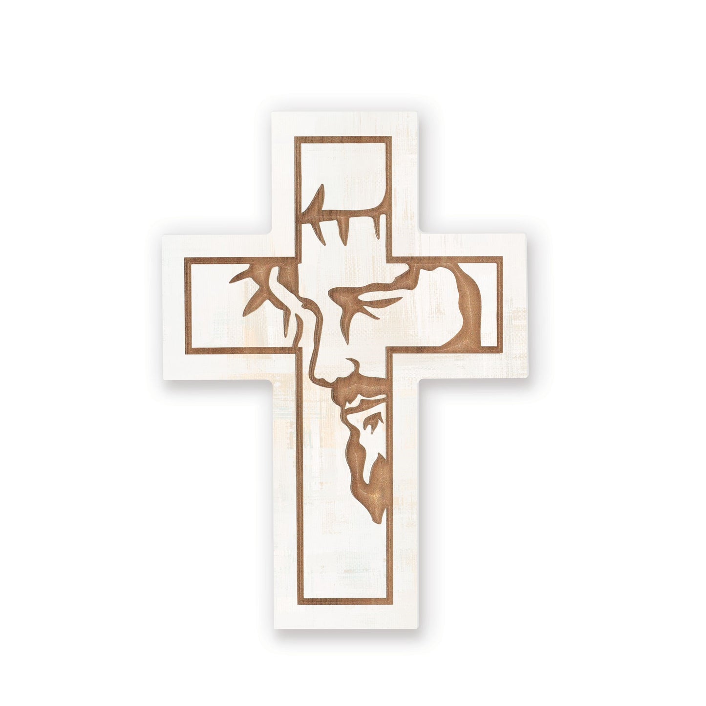 Carved Cross-Crown Of Thorns-White (5.75" x 8")