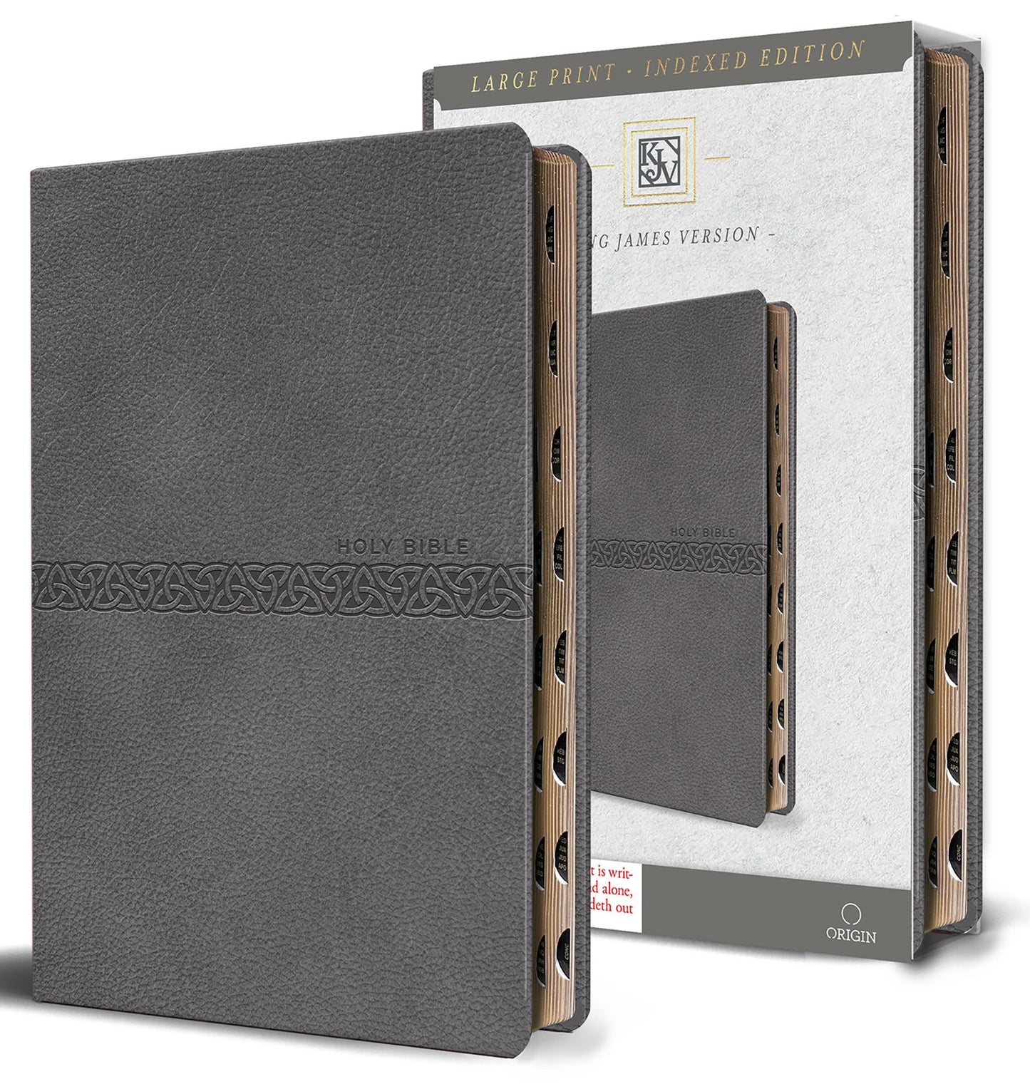 KJV Large Print Holy Bible-Gray Premium Imitation Leather Indexed