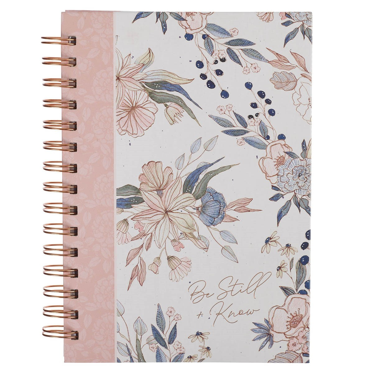Journal Wirebound-Be Still Ps. 46:10-Pink/Blue Floral