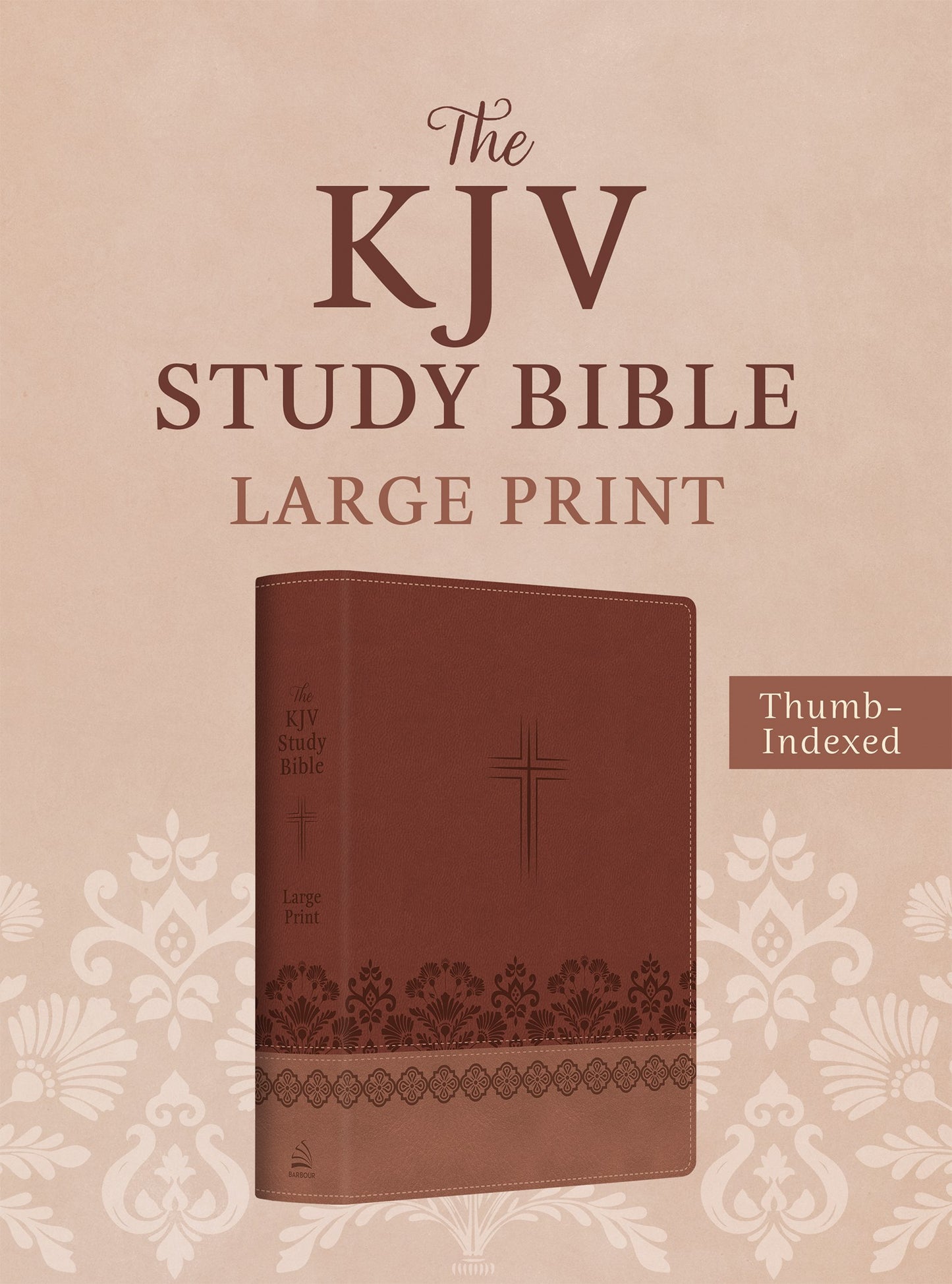 KJV Study Bible/Large Print-Rose & Chestnut Cross DiCarta Indexed