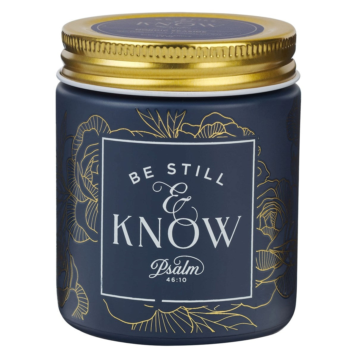 Candle-Be Still & Know-Golden Rose Nordic Seaside (Psalm 46:10) (6.5 Oz)-Glass w/Metal Lid