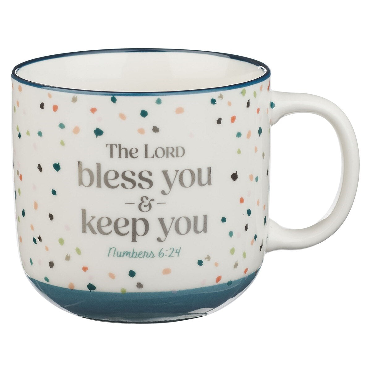 Ceramic Mug-Bless You and Keep You Num. 6:24-Blue Confetti