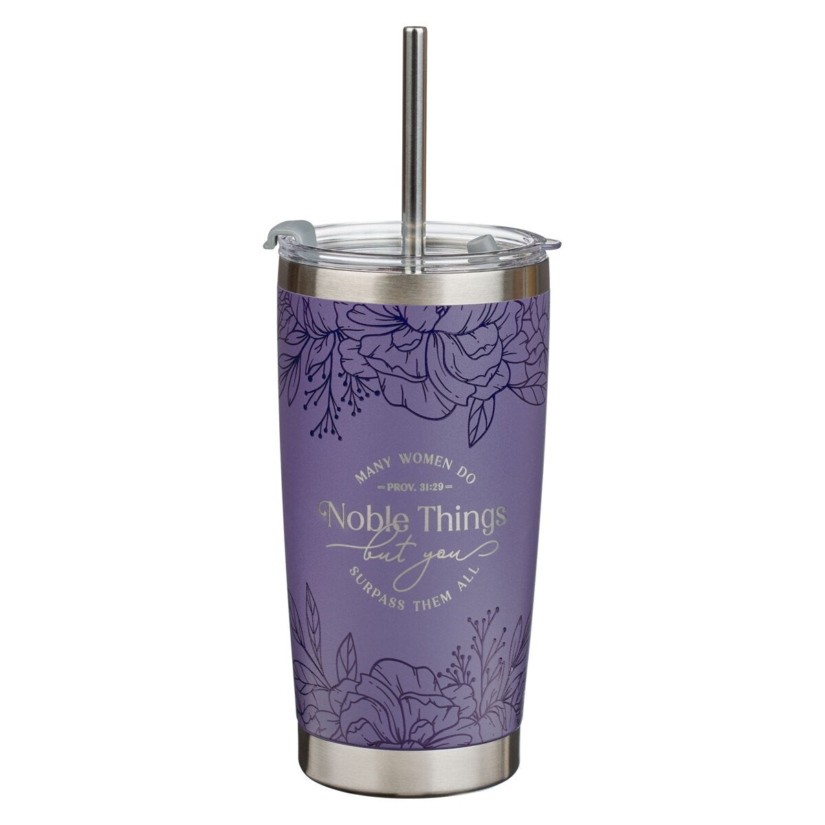 Stainless Steel Tumbler-Noble Things Prov. 31:29-Purple