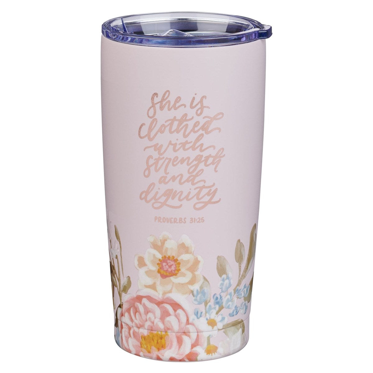 Stainless Steel Tumbler-Strength & Dignity Prov. 31:25-Pink