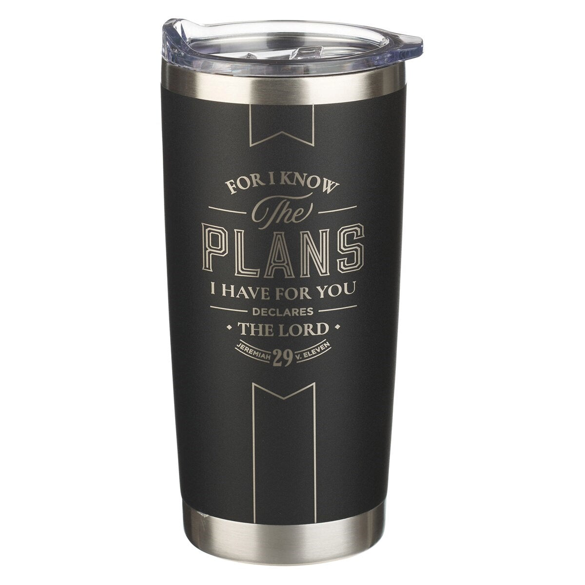 Stainless Steel Tumbler-I Know the Plans Jer. 29:11-Black