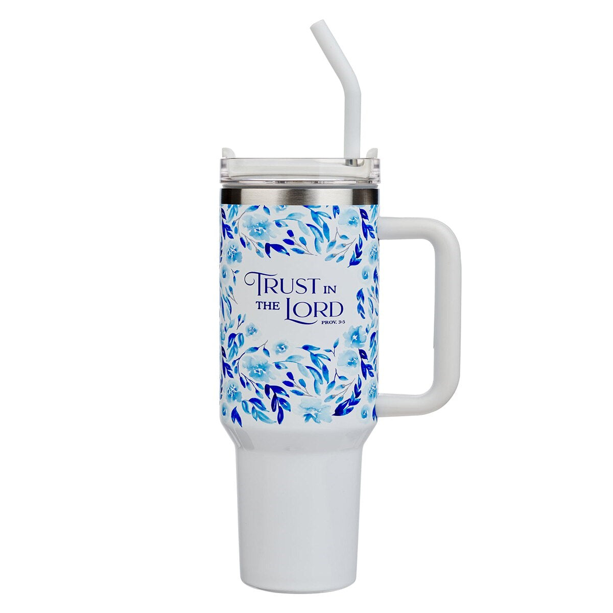 Stainless Steel Tumbler-Trust Prov. 3:5-Blue Floral