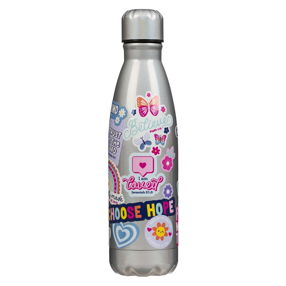 Water Bottle-Stainless Steel-Shine For Jesus Matt. 5:16-Silver