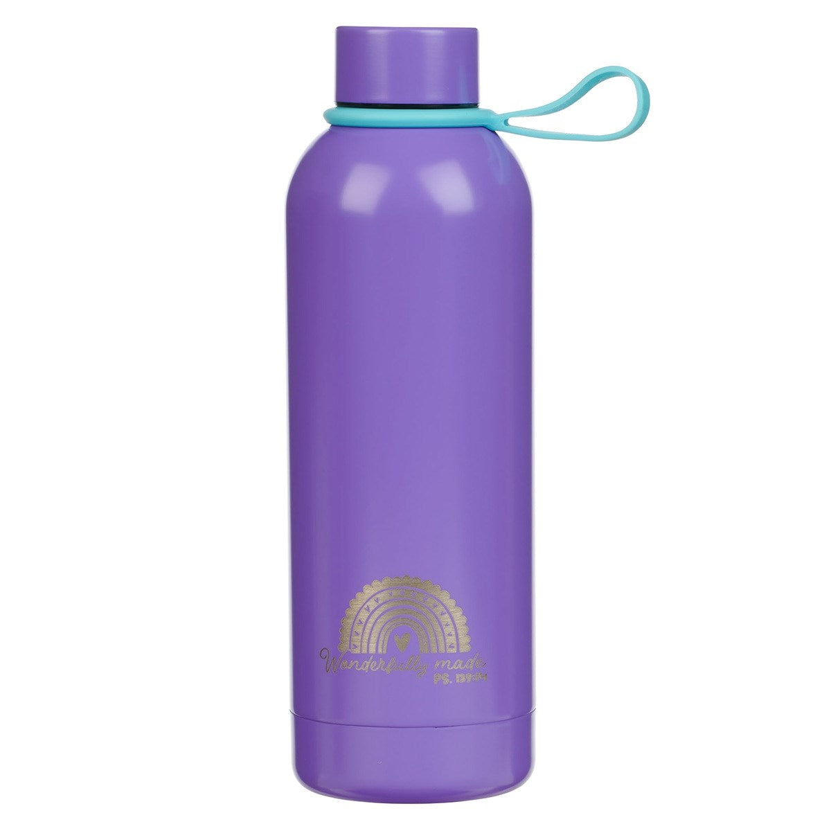 Water Bottle-Stainless Steel-Wonderfully Made Ps. 139:14-Purple Stickers