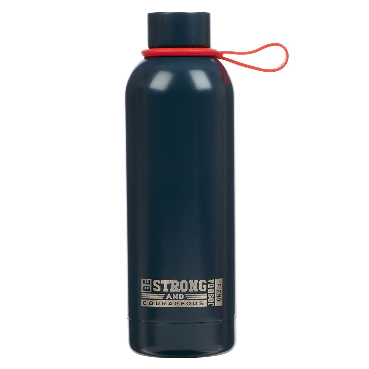Water Bottle-Stainless Steel-Strong and Courageous Josh. 1:9-Navy Stickers
