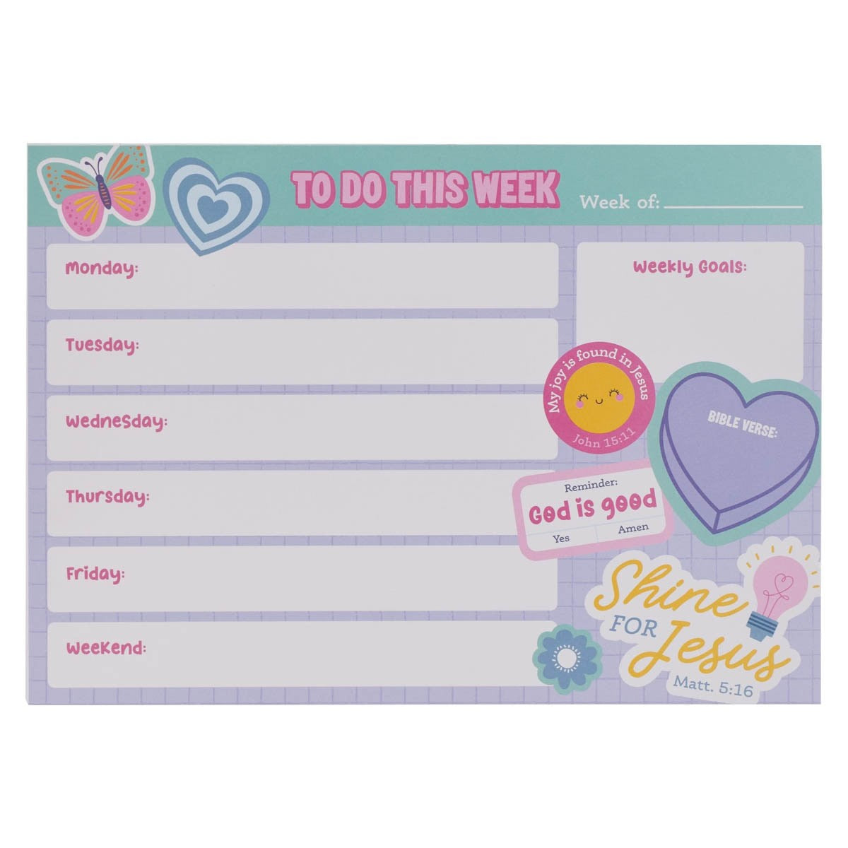 Undated Weekly Planner-Shine For Jesus Matt. 5:16