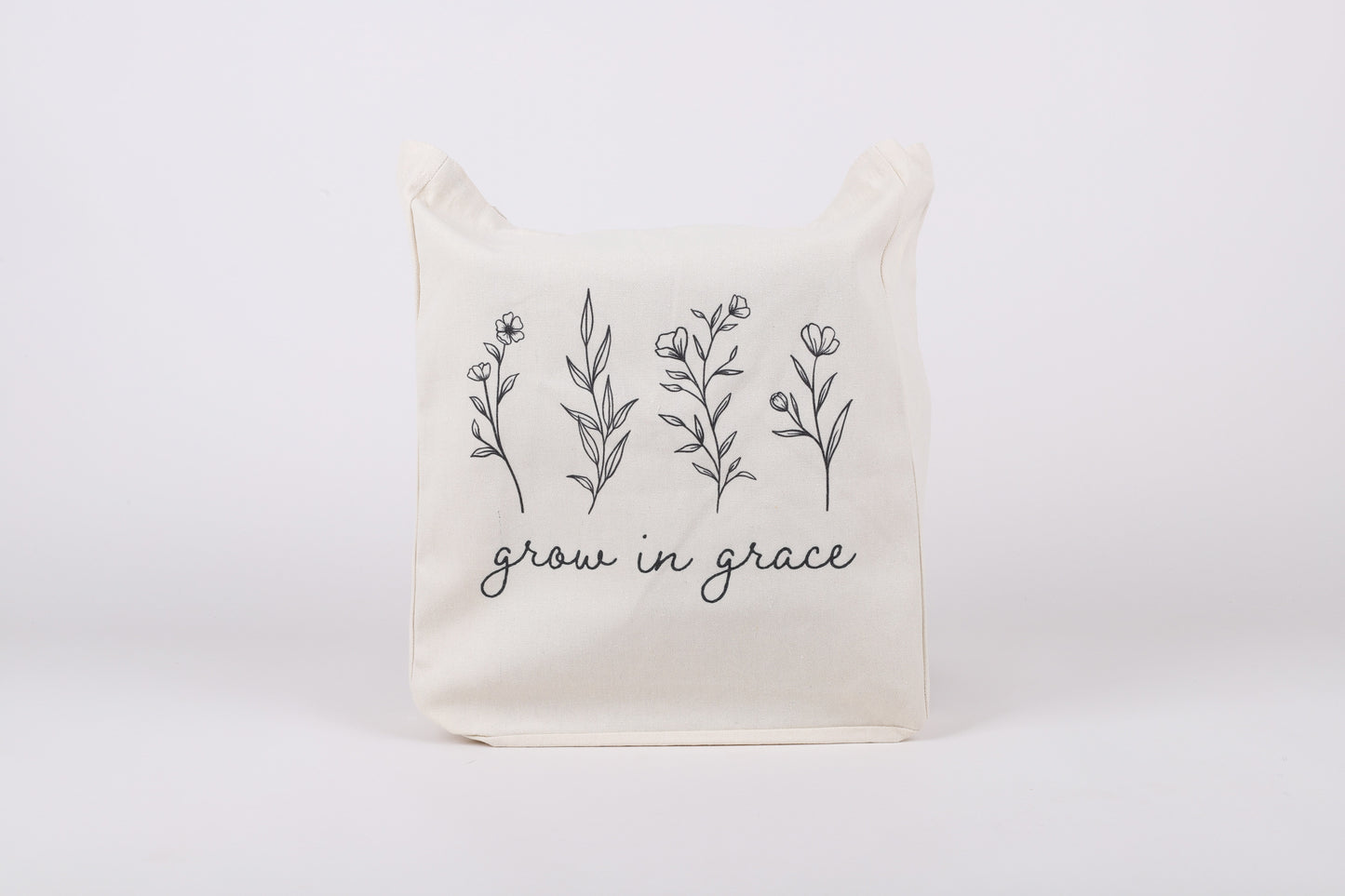 Tote-Cotton-Grow In Grace (16 1/4" x 13 1/4" w/ 9 1/2" Handle)