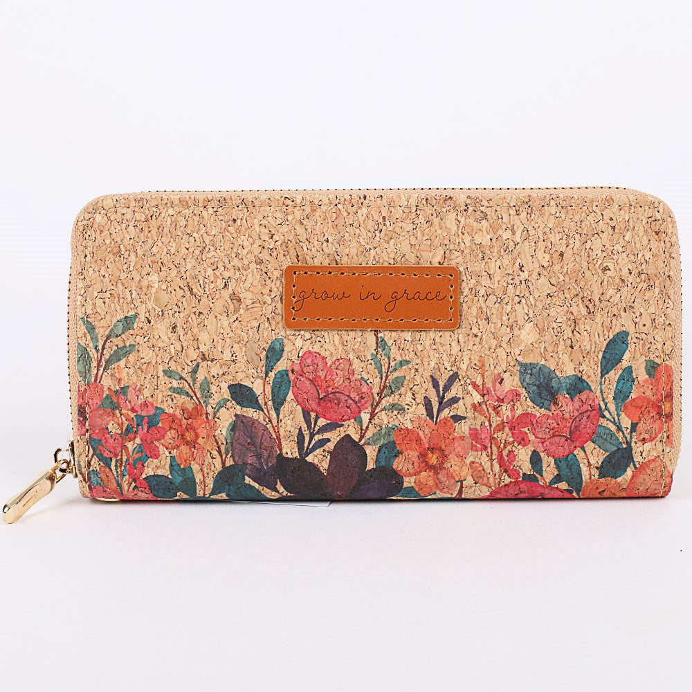 Wallet-Cork Clutch-Grow In Grace-Zippered (1" x 7.625" x 4")