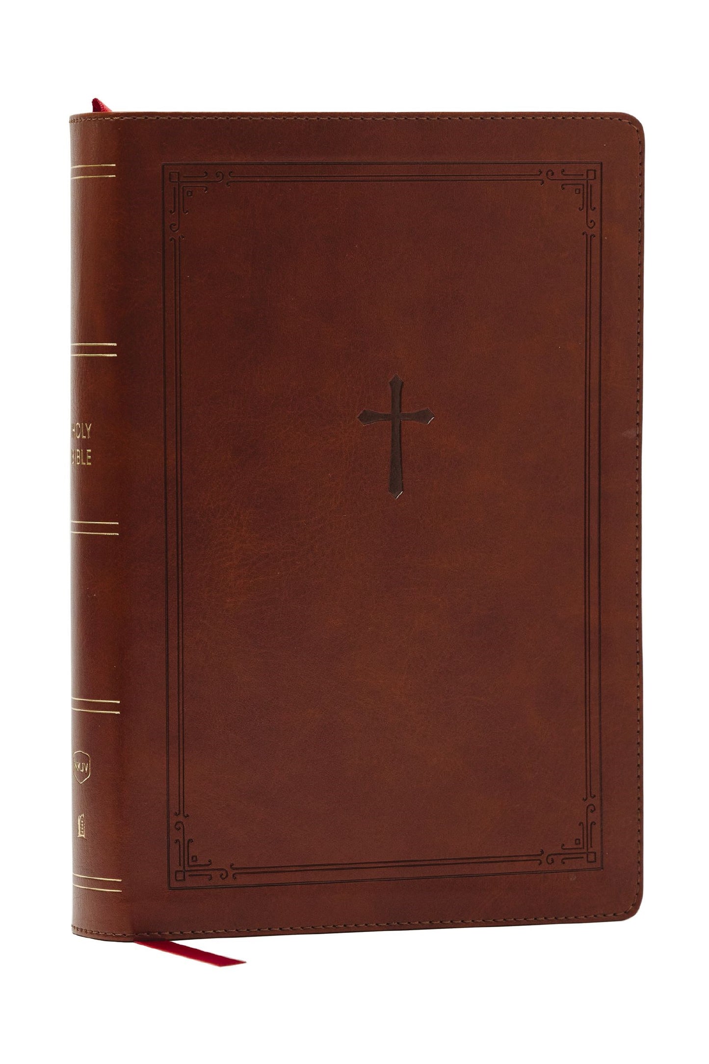 NKJV Giant Print Reference Bible (Comfort Print)-Brown Leathersoft