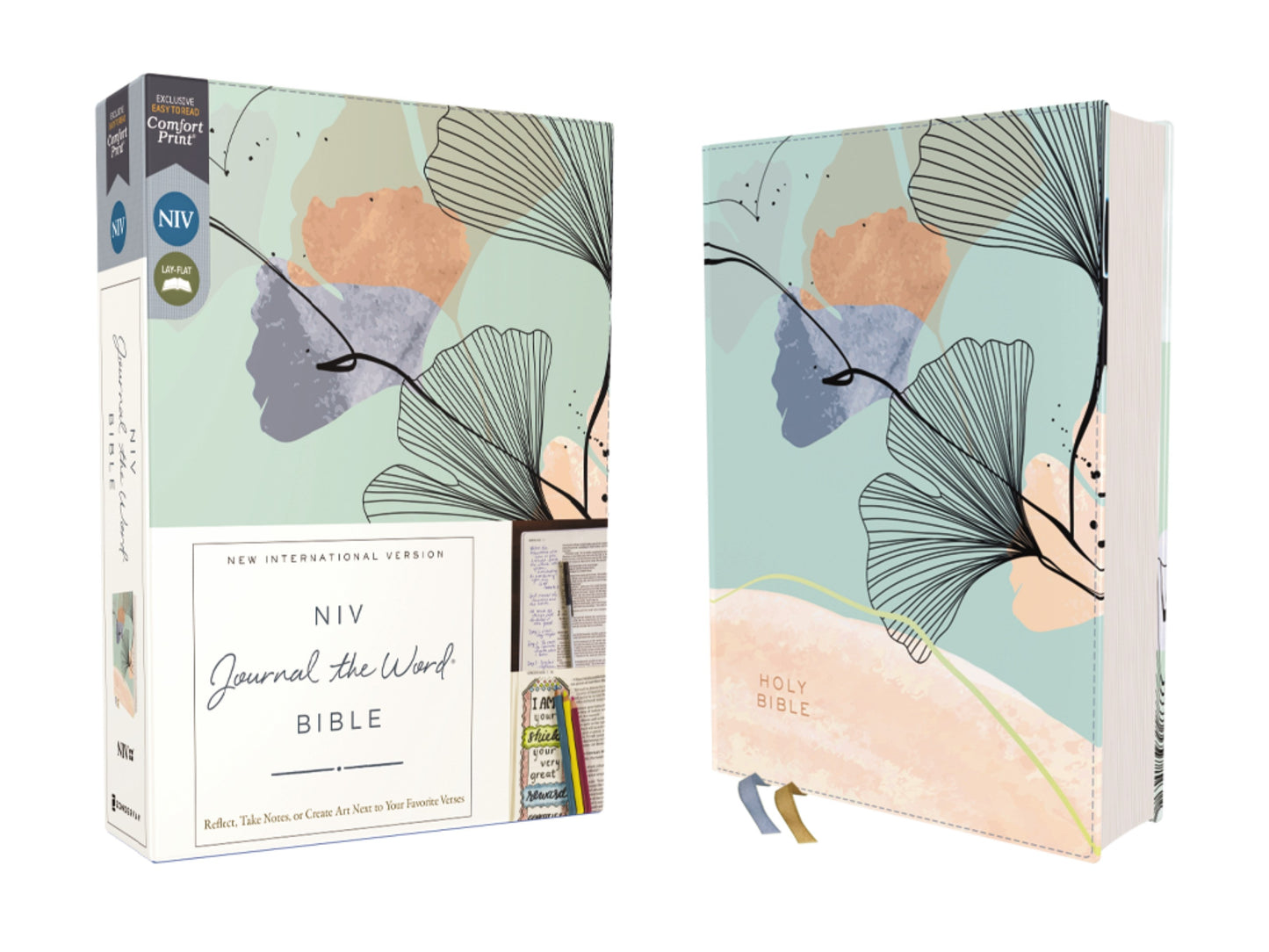 NIV Journal The Word Bible (Comfort Print)-Teal/Floral Leathersoft