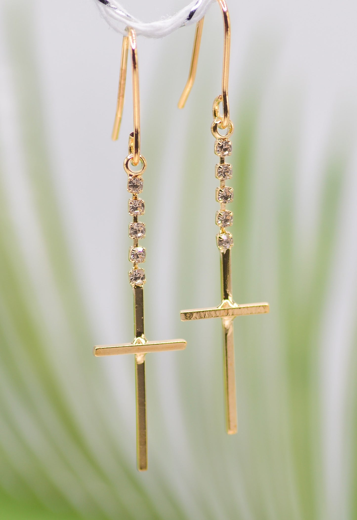 Earrings-Eden Merry-Cross-Gold-Cz