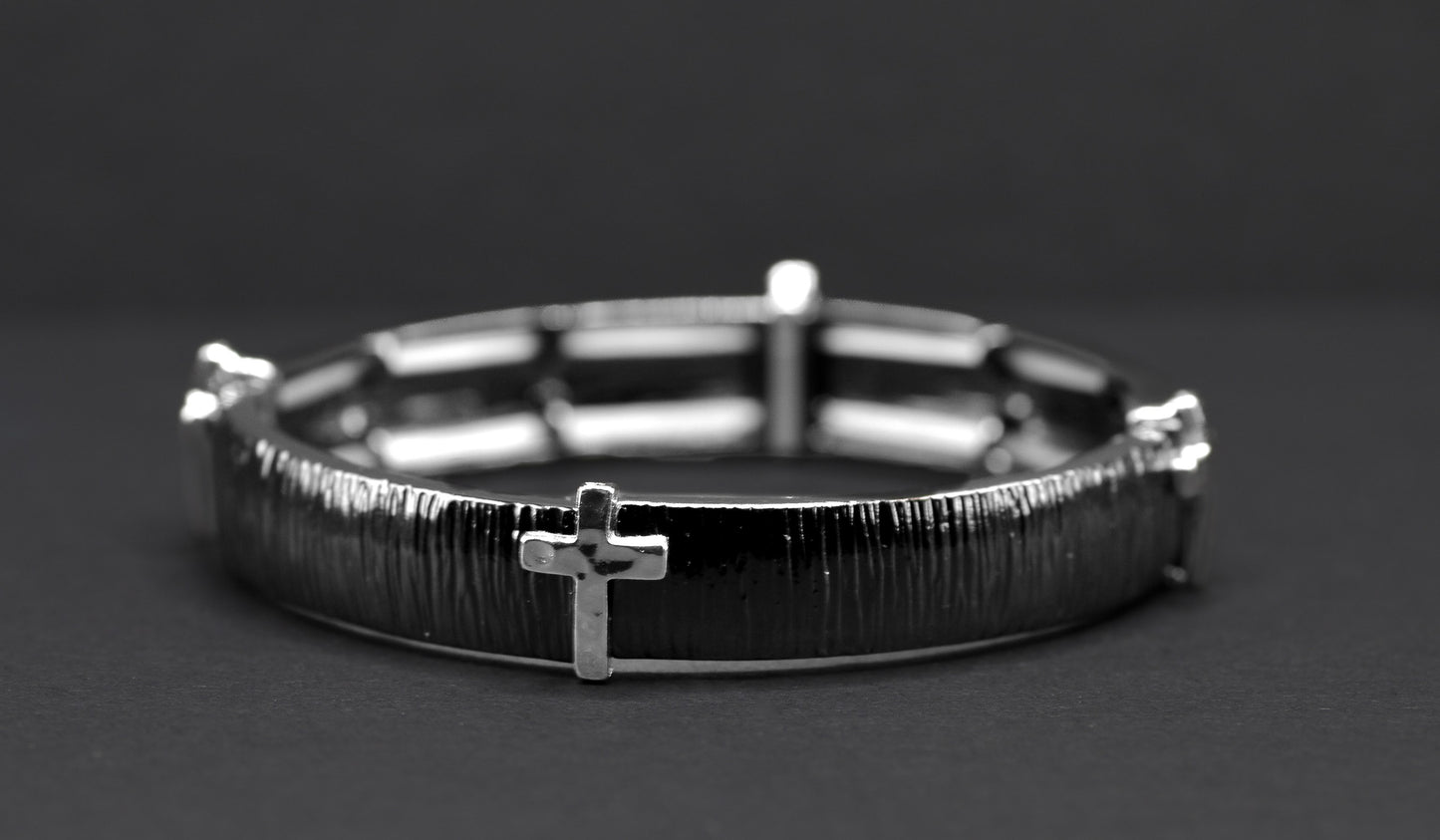 Bracelet-Eden Merry-Cross-Black/Silver
