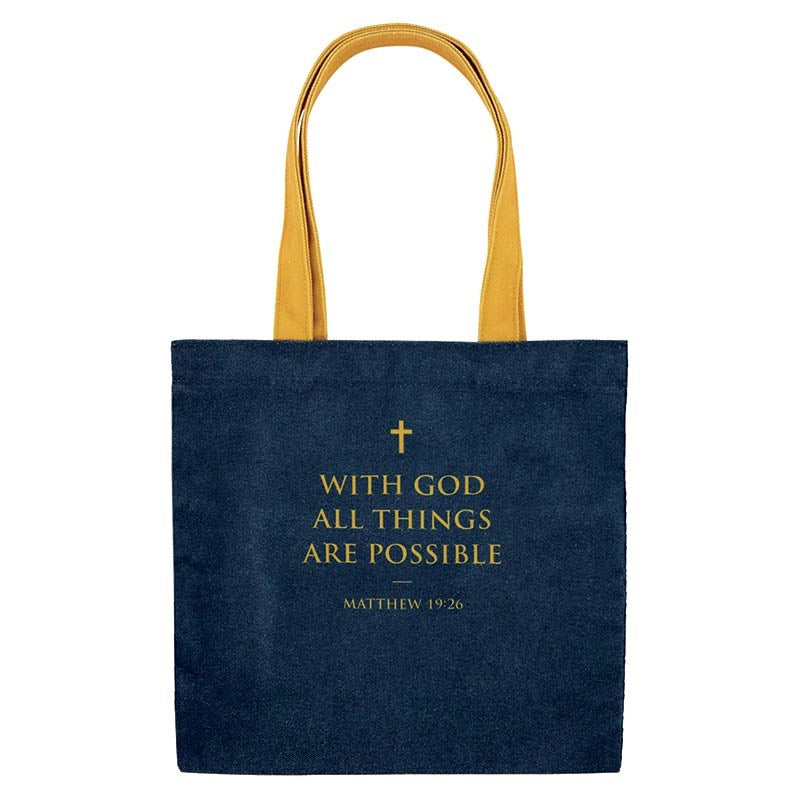 Canvas Tote-With God All Things Are Possible (Matthew 19:26) (10" x 10" w/4" Gusset)