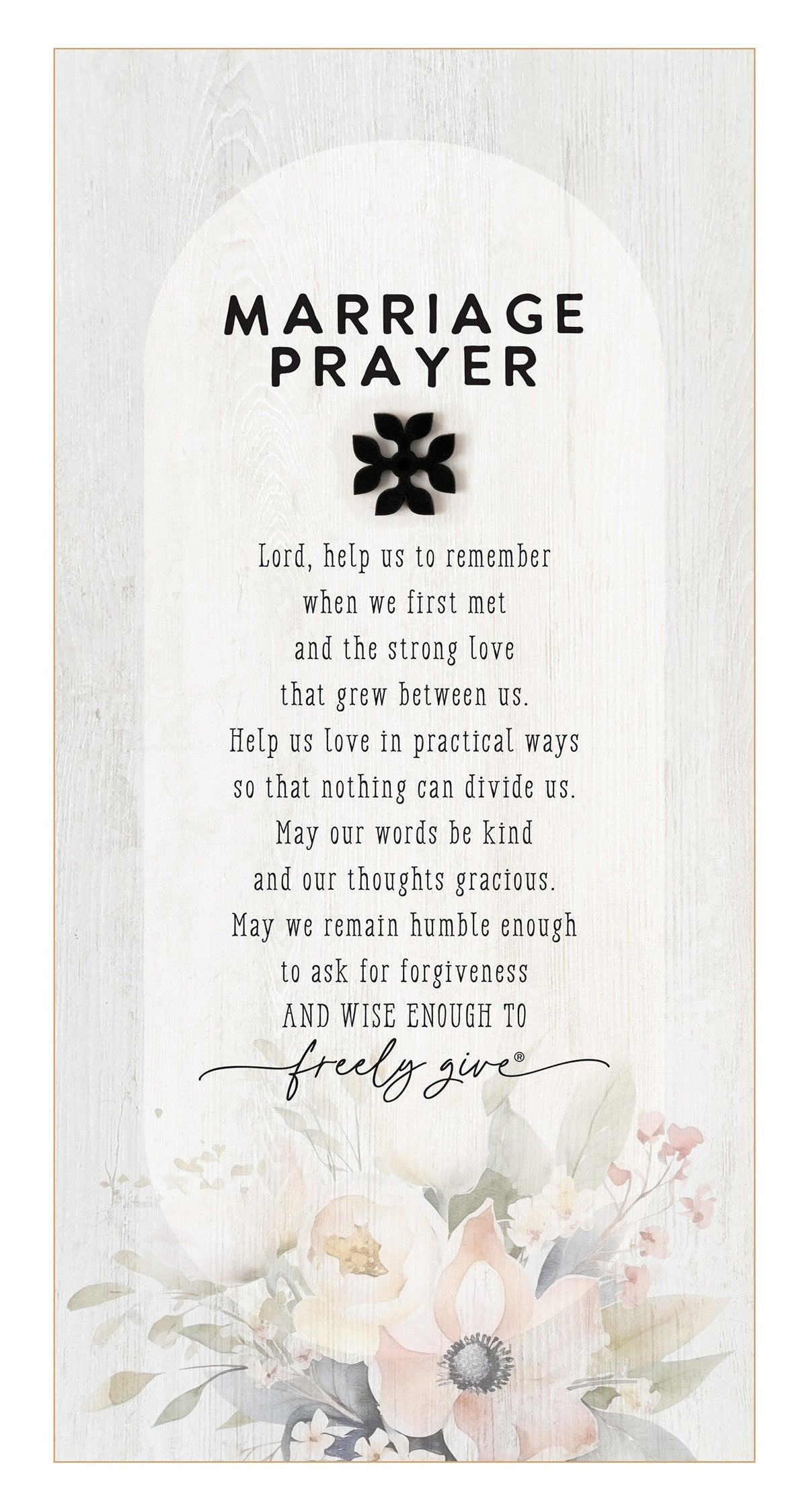Plaque-Black Wood Emblem-Marriage Prayer (6.75 x 13.625)