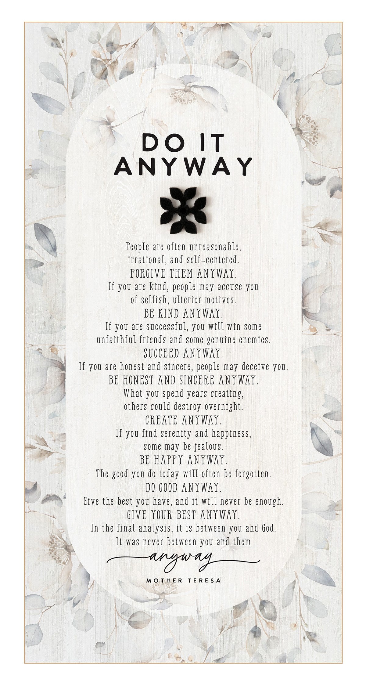 Plaque-Black Wood Emblem-Do It Anyway (6.75 x 13.625)