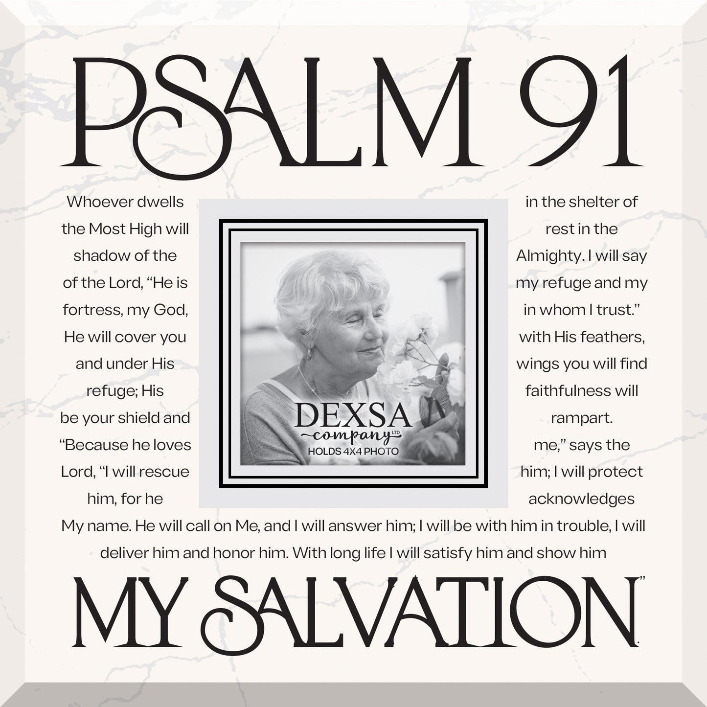 Glass Photo Frame-Psalm 91 - My Salvation (12 x 10) (Holds 4 x 6 Photo)