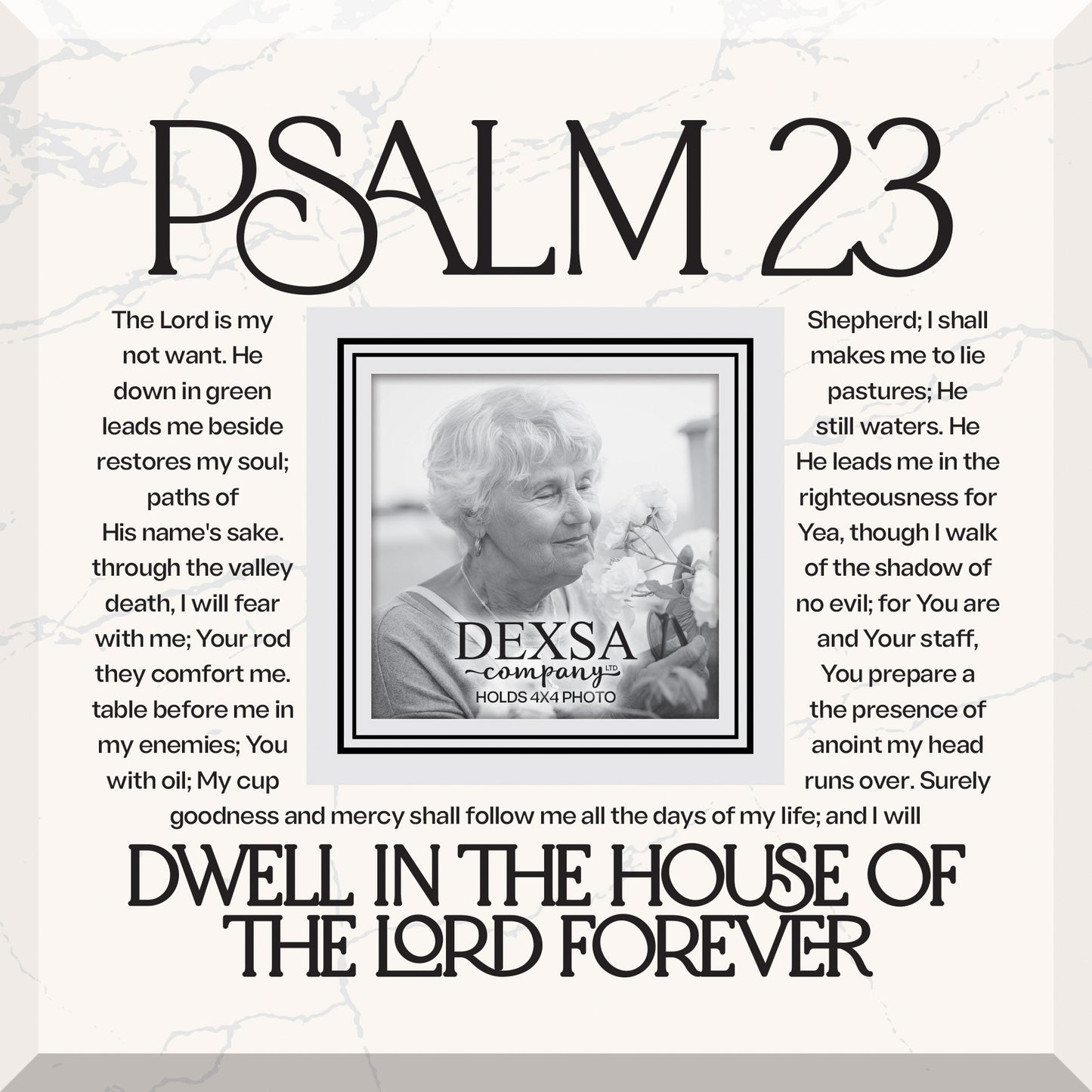 Glass Photo Frame-Psalm 23 (12 x 10) (Holds 4 x 6 Photo)