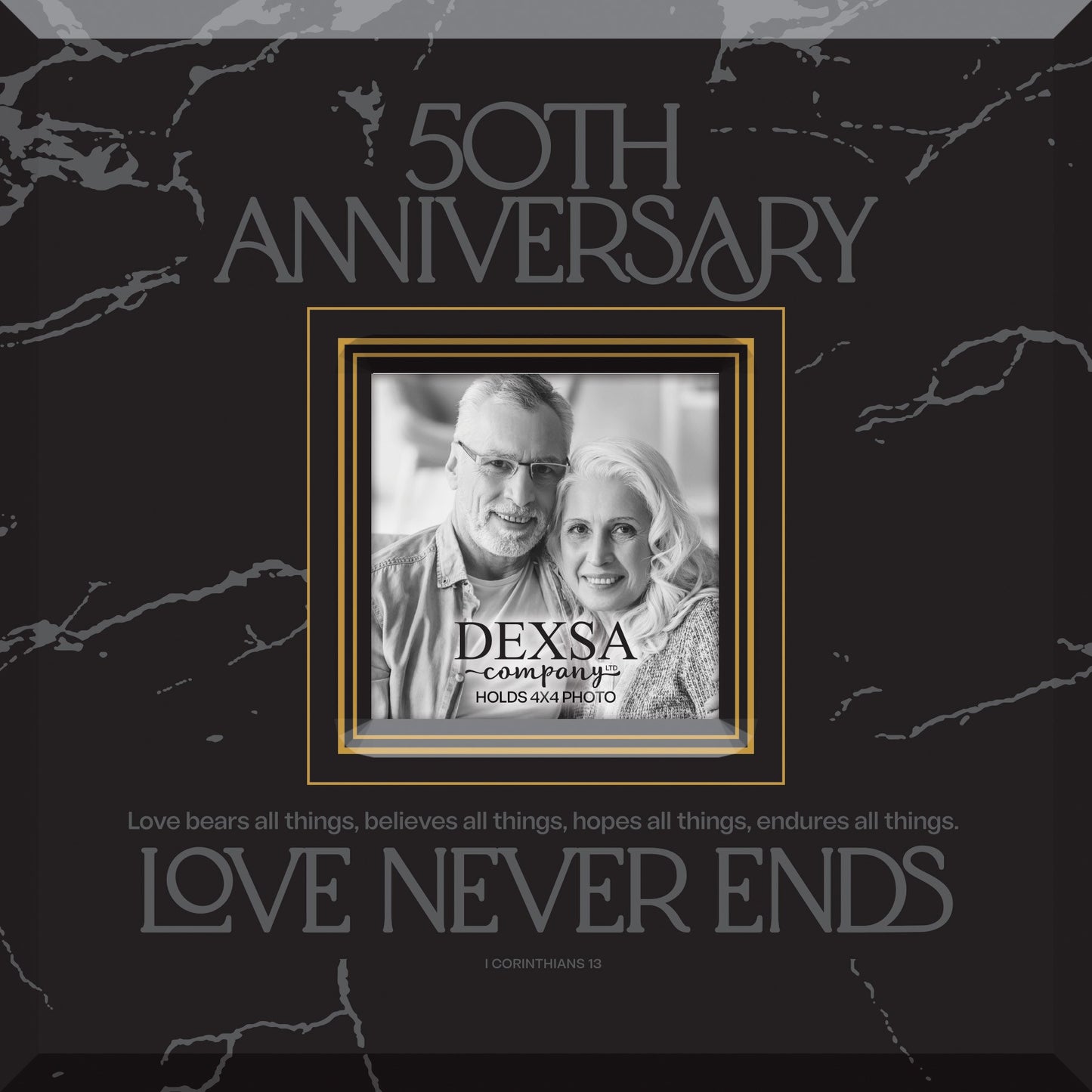 Glass Photo Frame-50th Anniversary (12 x 10) (Holds 4 x 6 Photo)